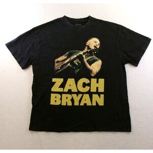 Zach Bryan T-Shirt Mens Large Black Quittin Time Tour 2024 Graphic Tee